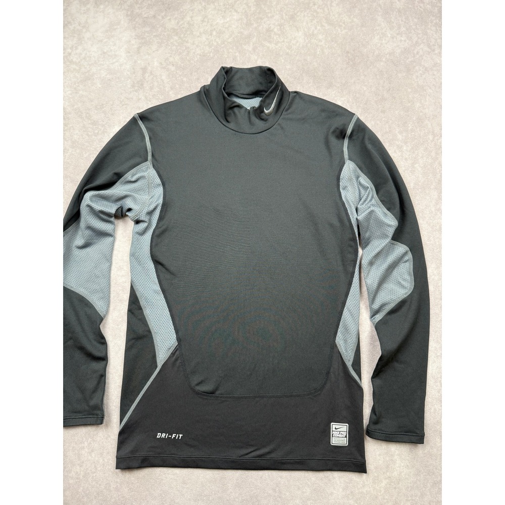 Nike Pro Combat Dri-FIT Compression Shirt Men M Black Mock Neck Athletic Sports